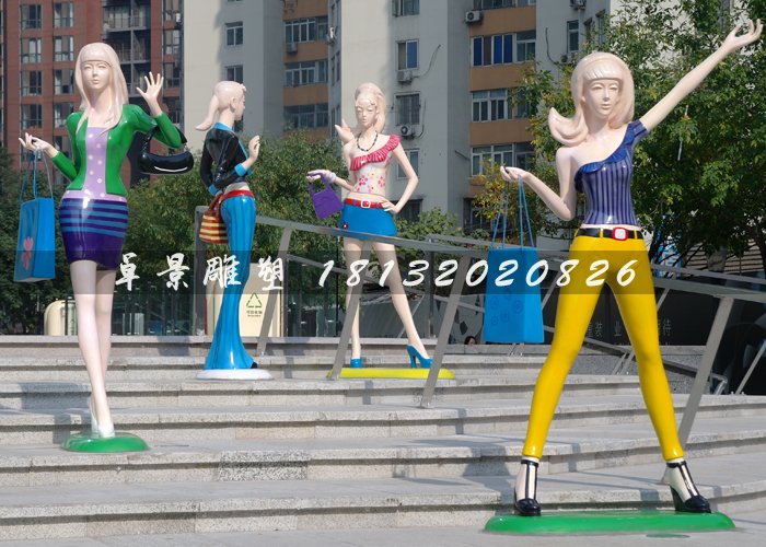 玻璃鋼步行街人物雕塑，動漫人物雕塑 (1)