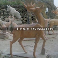 石頭鹿，石雕鹿雕塑，1.2米高石雕鹿