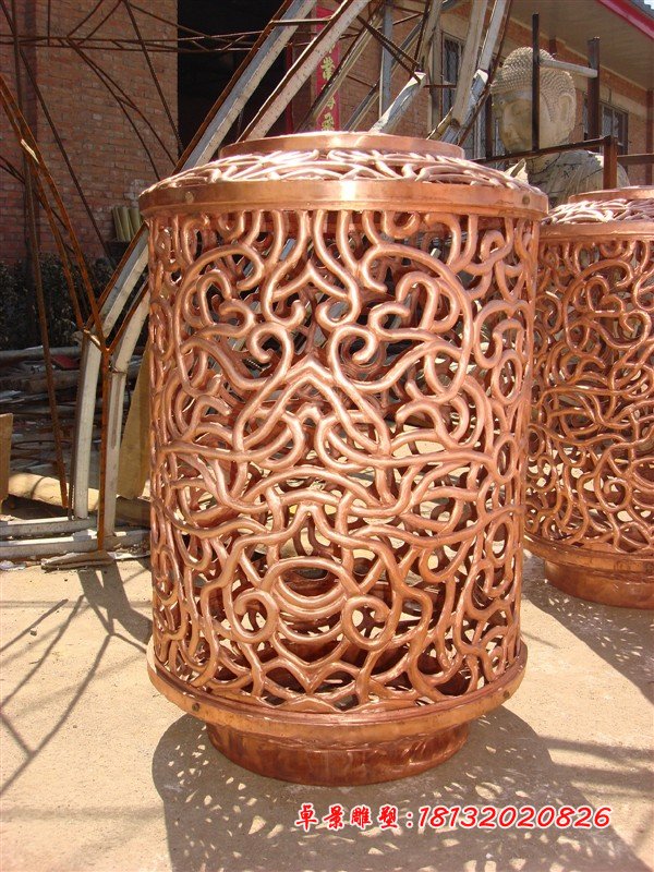 鍛銅燈罩，看、鏤空銅雕燈罩 (3)