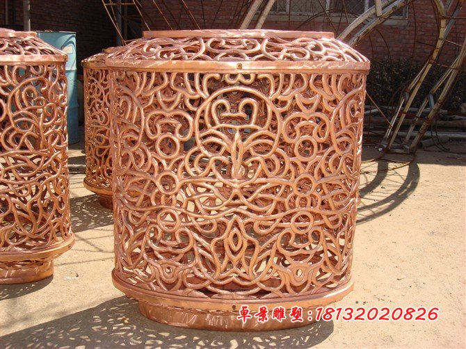 鍛銅燈罩，看、鏤空銅雕燈罩 (2)