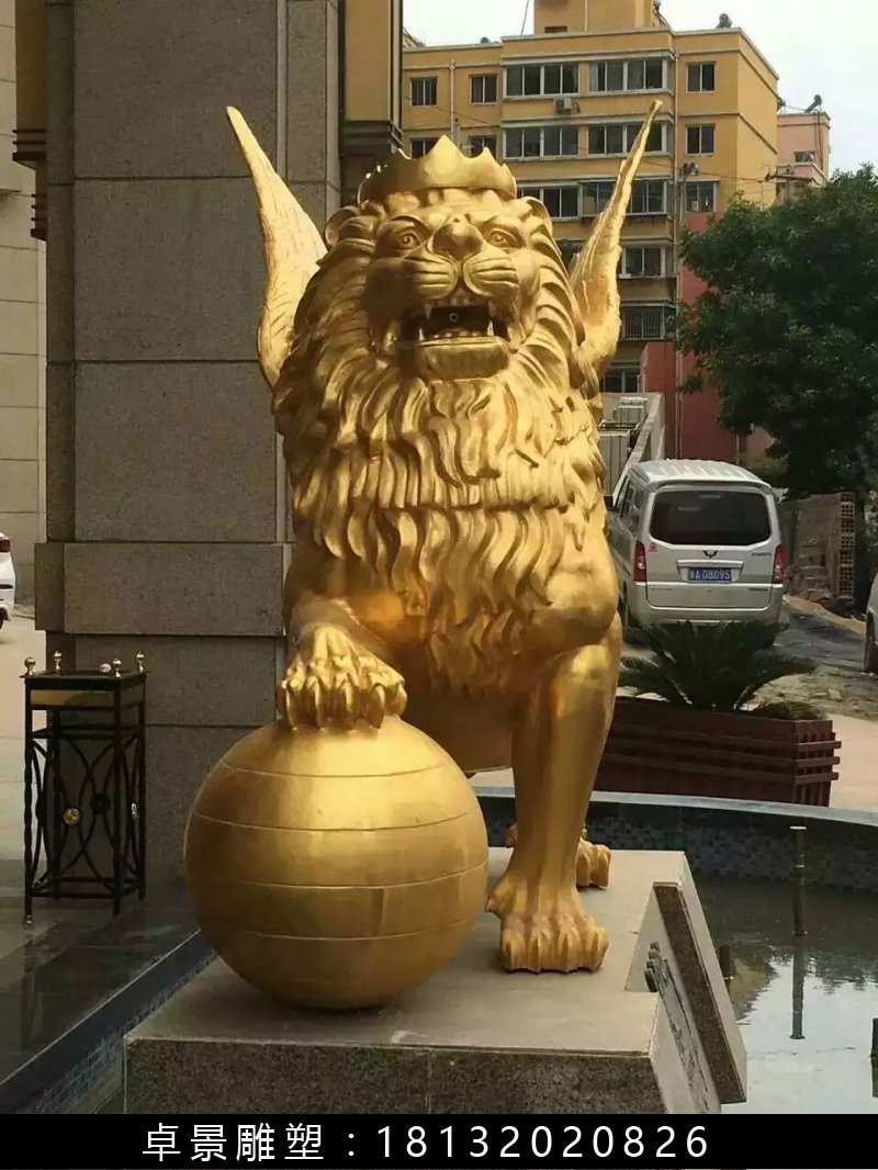 飛獅銅雕，鑄銅飛獅雕塑 (4)