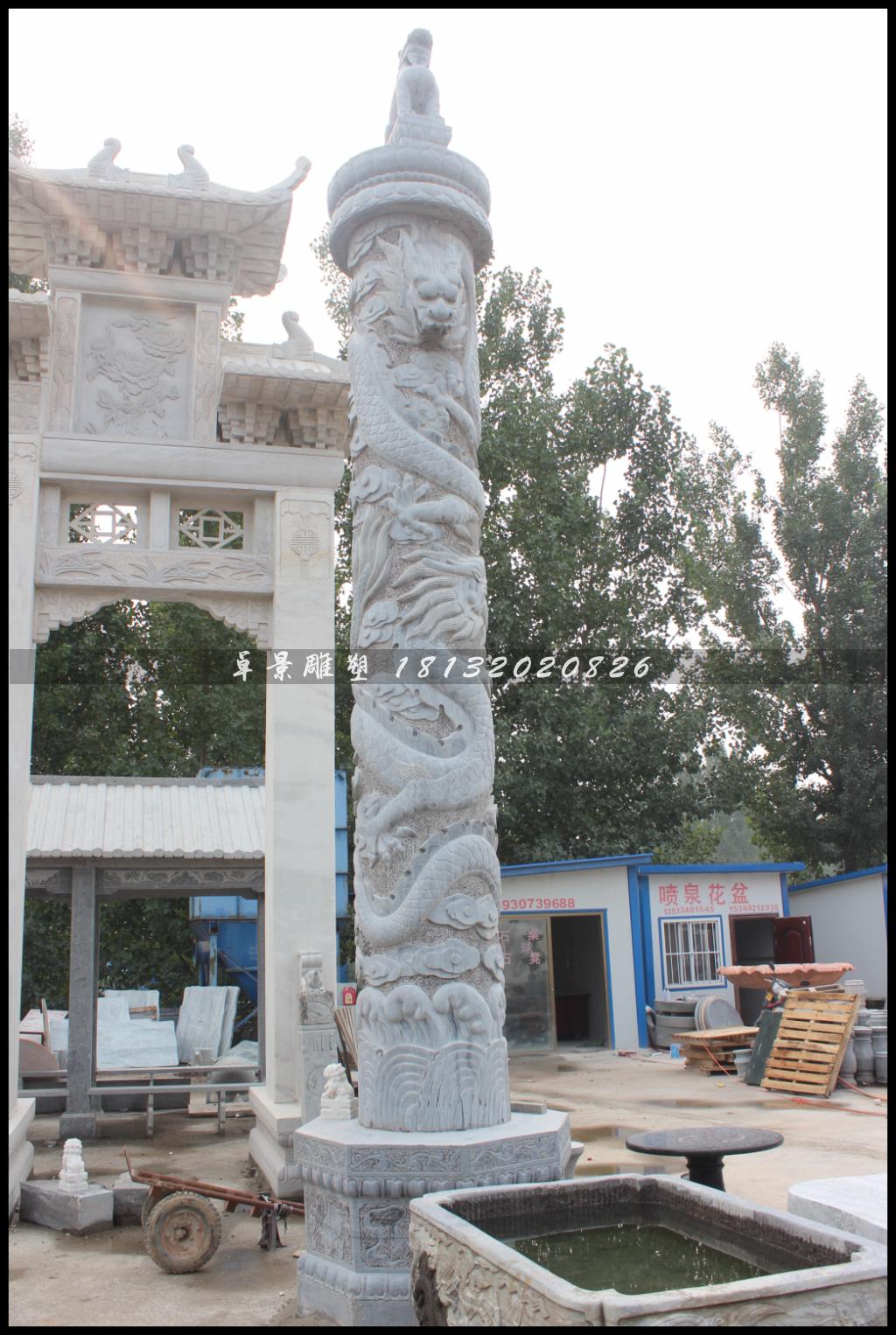 龍柱，漢白玉龍柱，盤龍柱 (1)