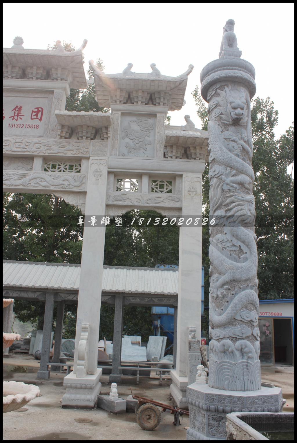 龍柱，漢白玉龍柱，盤龍柱 (2)