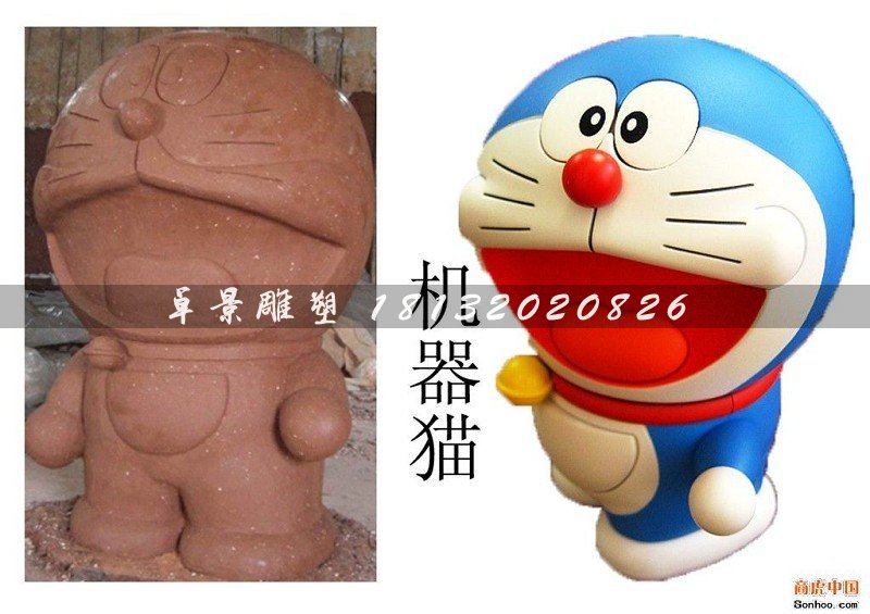 仿真機器貓雕塑，玻璃鋼機器貓雕塑