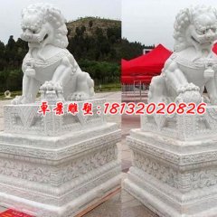 獅子石雕，漢白玉門獅雕塑