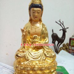 觀音銅雕，貼金觀音銅雕塑