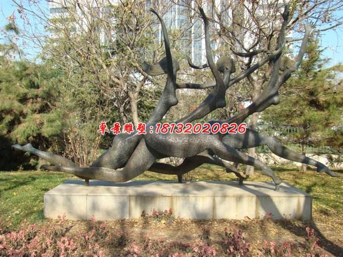 奔跑銅雕，公園抽象人物銅雕