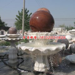 風水球石雕，晚霞紅風水球噴泉石雕