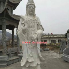 觀音菩薩石雕，大理石立式觀音雕塑