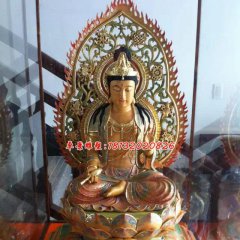 玻璃鋼彩繪西方三圣，坐式佛像雕塑