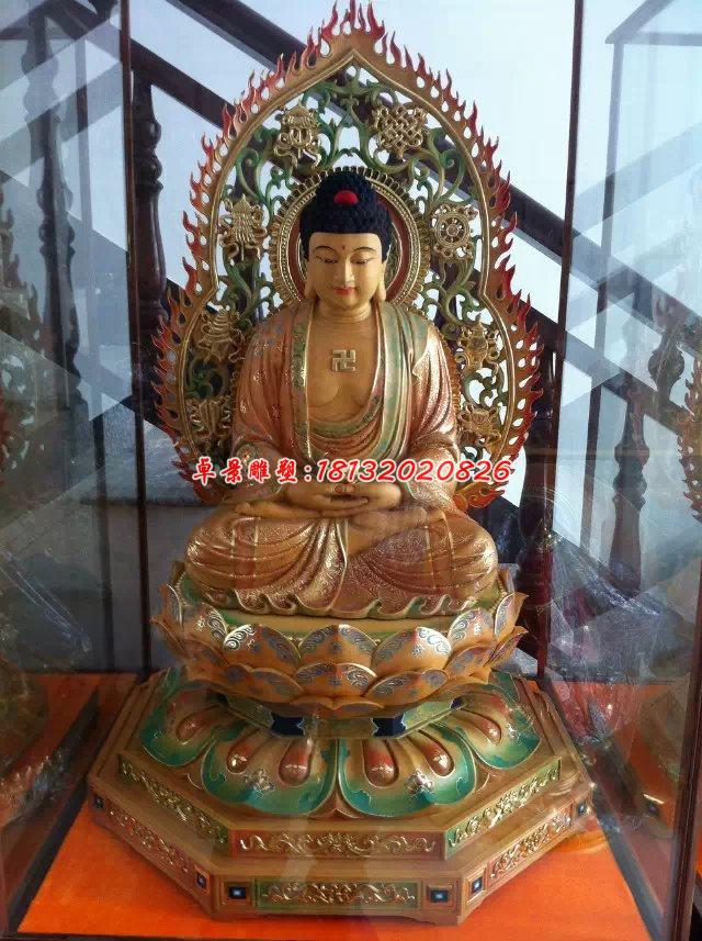 玻璃鋼彩繪西方三圣，坐式佛像雕塑 (3)