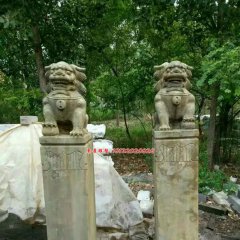 拴馬柱石雕，大理石拴馬柱雕塑