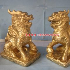 麒麟銅雕，鑄銅麒麟雕塑，神獸銅雕