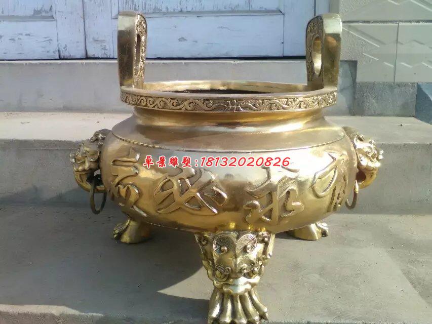 銅雕香爐，寺廟銅香爐雕塑 (2)
