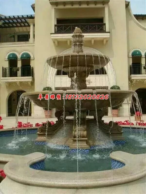 兩層噴泉石雕，小區石噴泉雕塑