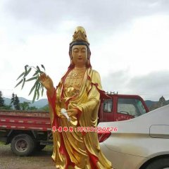 貼金佛像雕塑，西方三圣銅雕