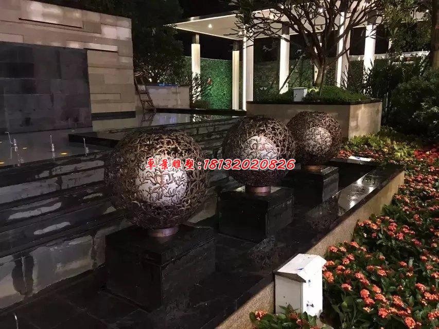 銅雕鏤空球，小區景觀銅雕 (1)