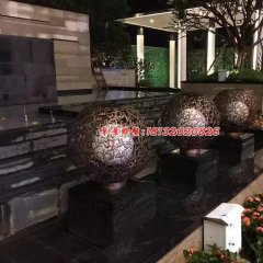 銅雕鏤空球，小區(qū)景觀銅雕