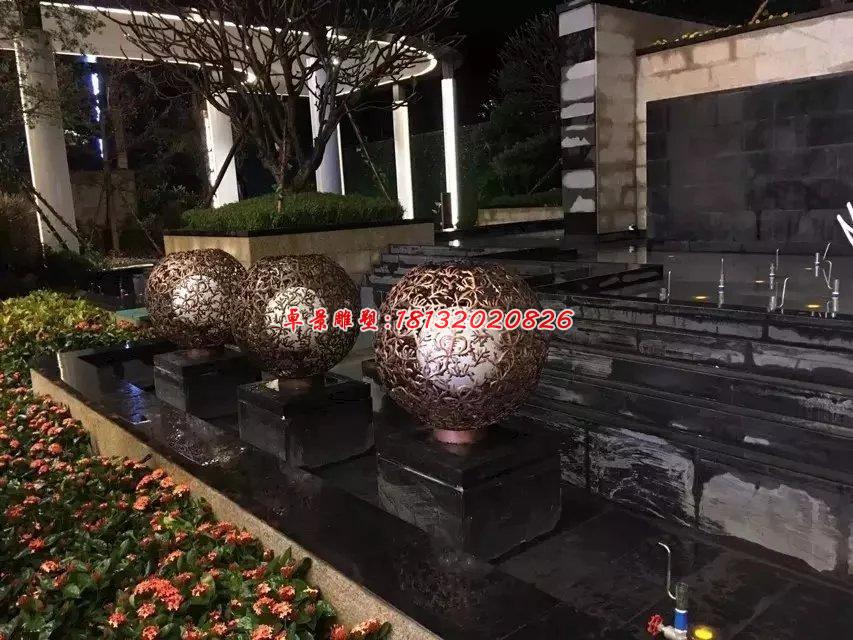 銅雕鏤空球，小區景觀銅雕 (2)