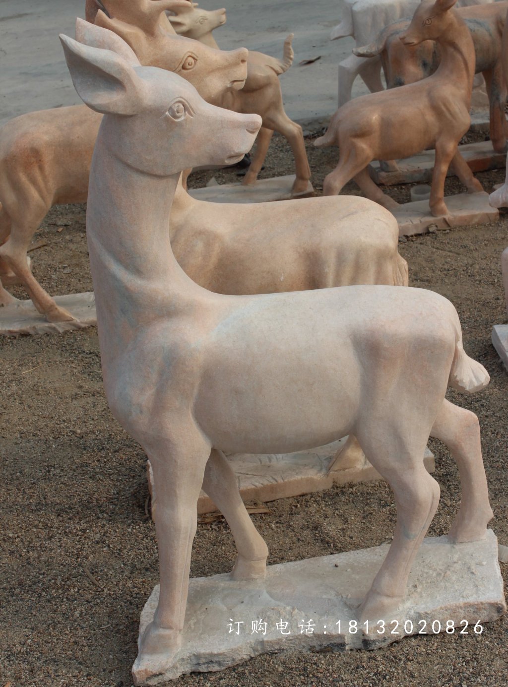 小鹿石雕，晚霞紅小鹿石雕 (1)