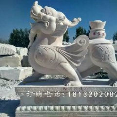 貔貅石雕，漢白玉貔貅雕塑，神獸石雕