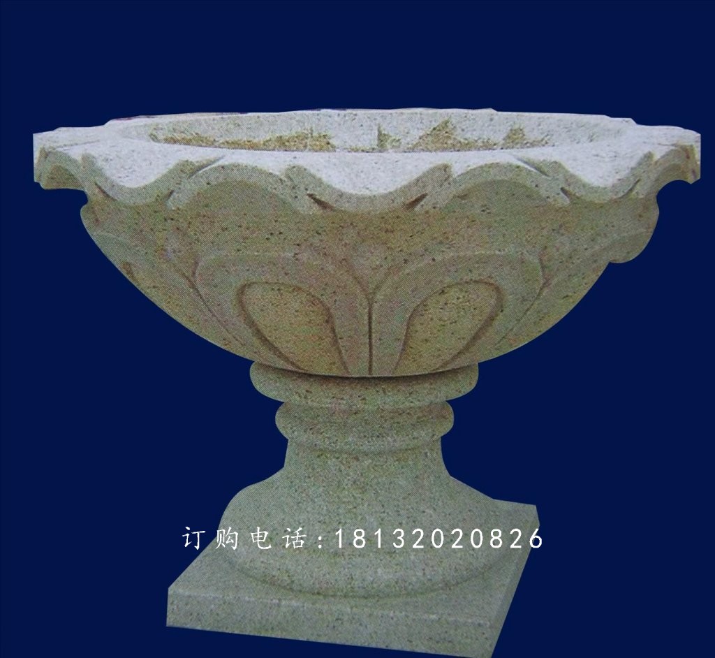 大理石花盆,石頭花盆雕塑