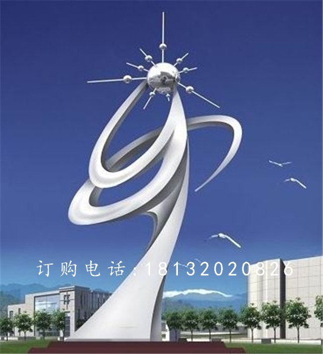 不銹鋼升騰雕塑，不銹鋼企業抽象雕塑