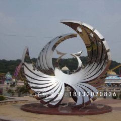 鳳凰山鳳凰雕塑，不銹鋼抽象鳳凰雕塑