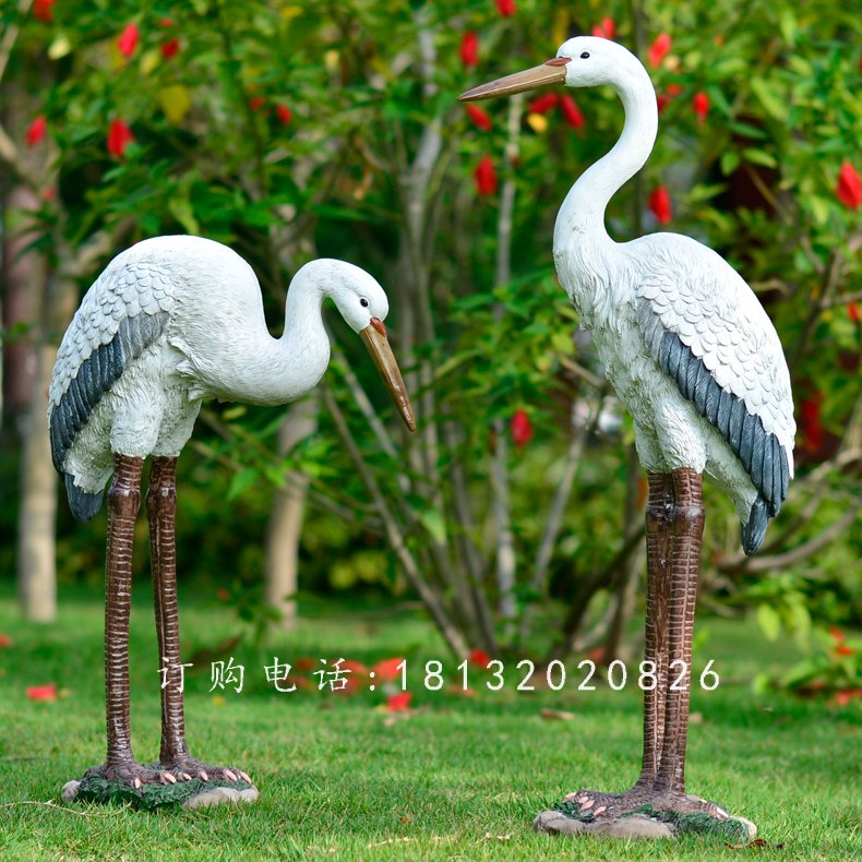 玻璃鋼仙鶴，玻璃鋼仿真仙鶴雕塑 (1)