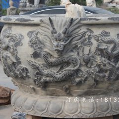 石頭花盆，石雕花盆雕塑