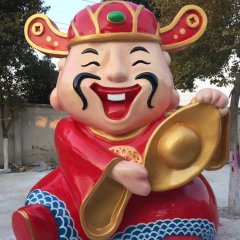 玻璃鋼卡通財(cái)神，卡通玻璃鋼雕塑