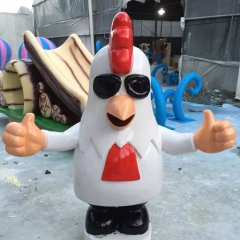 玻璃鋼卡通公雞，卡通玻璃鋼雕塑