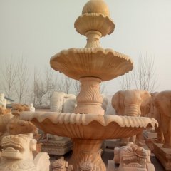 風水球噴泉，晚霞紅噴泉石雕