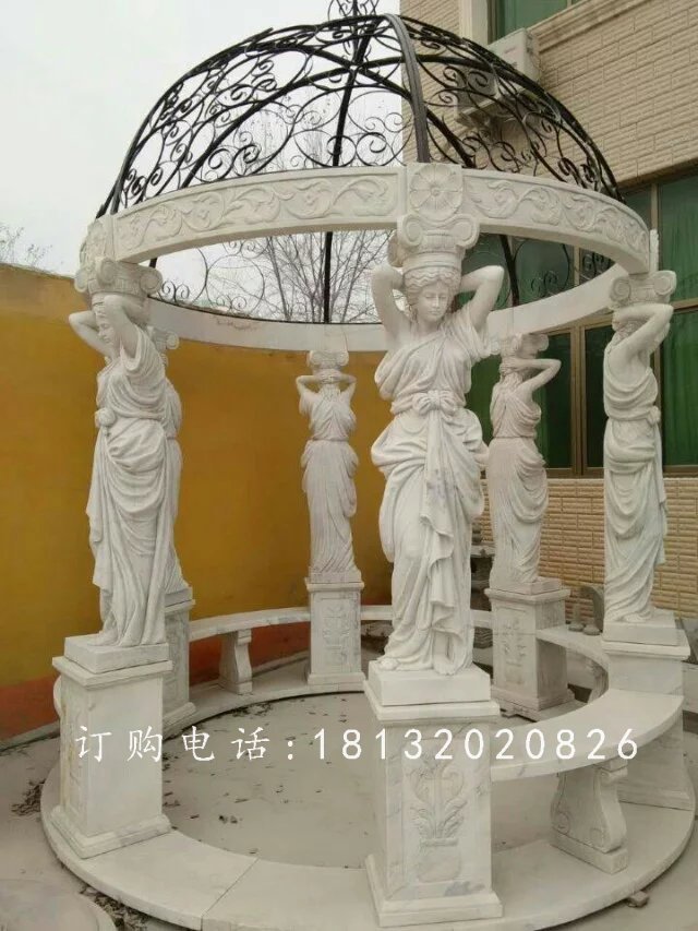 人物涼亭石雕，別墅小區(qū)石涼亭