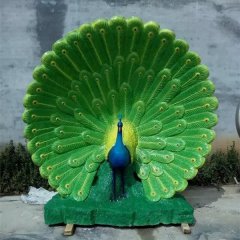 開屏孔雀雕塑，公園玻璃鋼動物雕塑