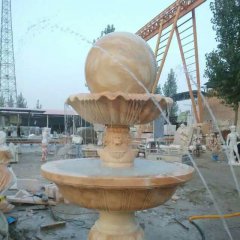 風水球噴泉雕塑，晚霞紅風水球石雕