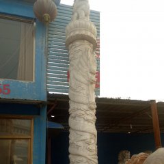 盤龍柱石雕，大理石柱子雕塑