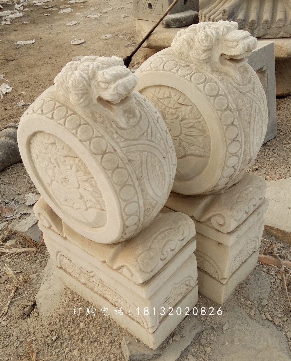 龍頭石雕門(mén)墩，抱鼓石 (1)