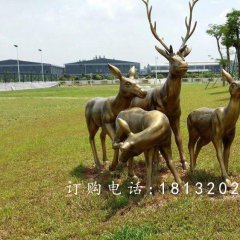 梅花鹿銅雕，園林景觀銅雕，公園動(dòng)物銅雕