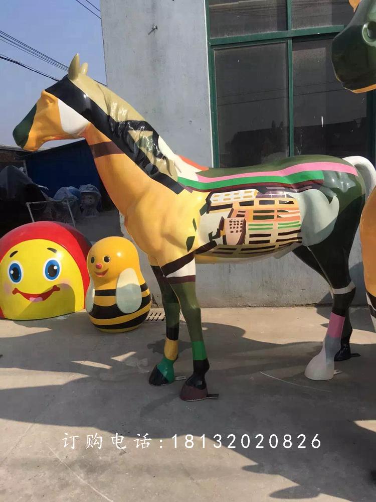 玻璃鋼彩繪馬雕塑，玻璃鋼動(dòng)物雕塑 (1)