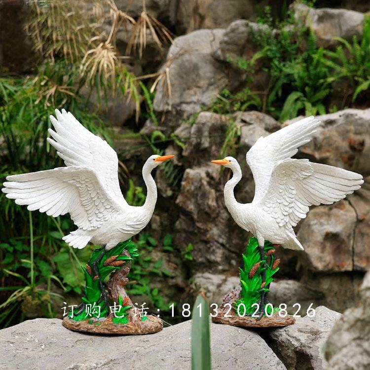 玻璃鋼白鷺雕塑，玻璃鋼仿真動物 (1)