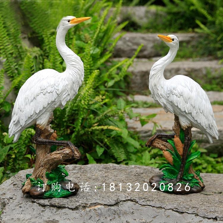玻璃鋼白鷺雕塑，玻璃鋼仿真動物 (2)