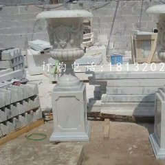 小區石花缽雕塑，歐式花盆石雕