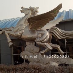 不銹鋼飛馬雕塑，馬踏祥云雕塑