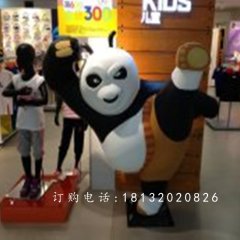 商場卡通雕塑，玻璃鋼功夫熊貓雕塑