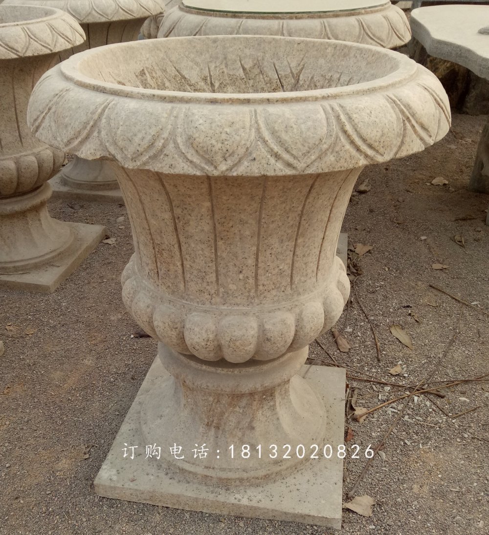 砂巖花盆，公園花盆石雕