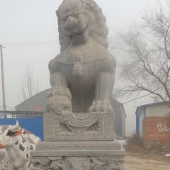 青石獅子石雕，仿古戲球獅石雕