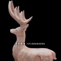 馴鹿石雕，公園晚霞紅石雕鹿