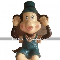 玻璃鋼卡通猴子雕塑，商場卡通雕塑