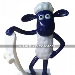 玻璃鋼卡通雕塑，小羊肖恩雕塑